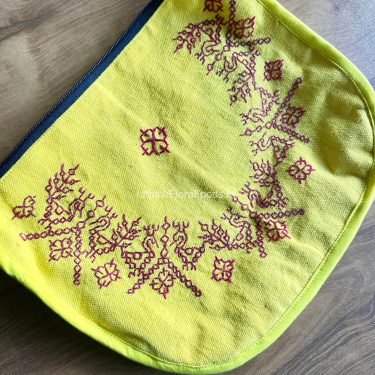 HAND CRAFTED KASUTI <b>YELLOW</b> SLING BAG