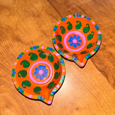 <b>BIG Pair</b> -Pranati/Panati/Earthen Clay Diya-(Set of 2 Diyas)-FREE YELEBATTI