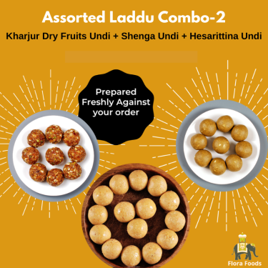 Assorted Laddu Combo-2 (Kharjur Dryfruits Undi + Shenga Pudi Undi + Hesarittina Undi)