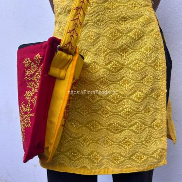 HAND CRAFTED KASUTI RED-YELLOW DUAL Sling Bag