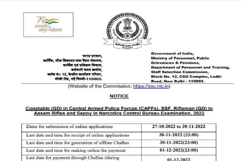 SSC GD Constable 2022