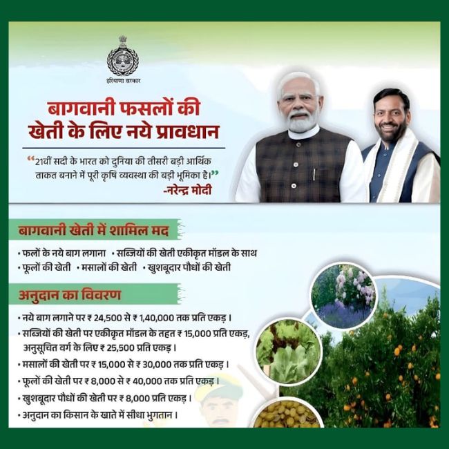 horticultural crops subsidy by Haryana govt