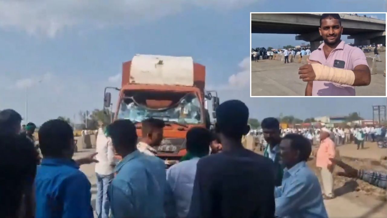 Karnataka Sugarcane Farmers Protest Turned Violent Several Policemen Injured In Stone Pelting In Belagavi Toll Plaza