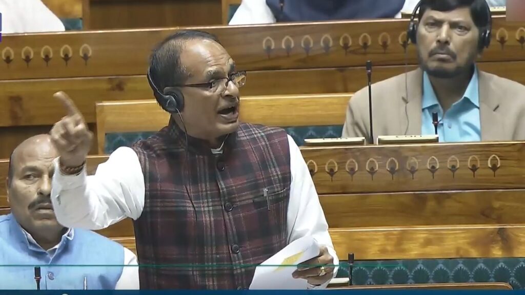 Shivraj singh said crop compensation payment in lok sabha