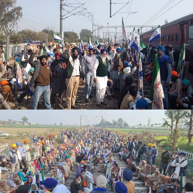 farmers block railway tracks in punjab