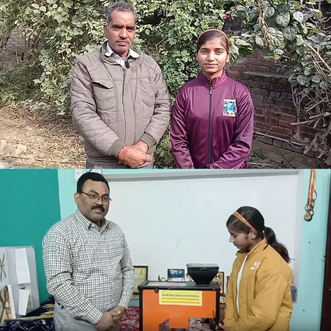 puja pal innovate dust sapration thrasher during wheat harvesting