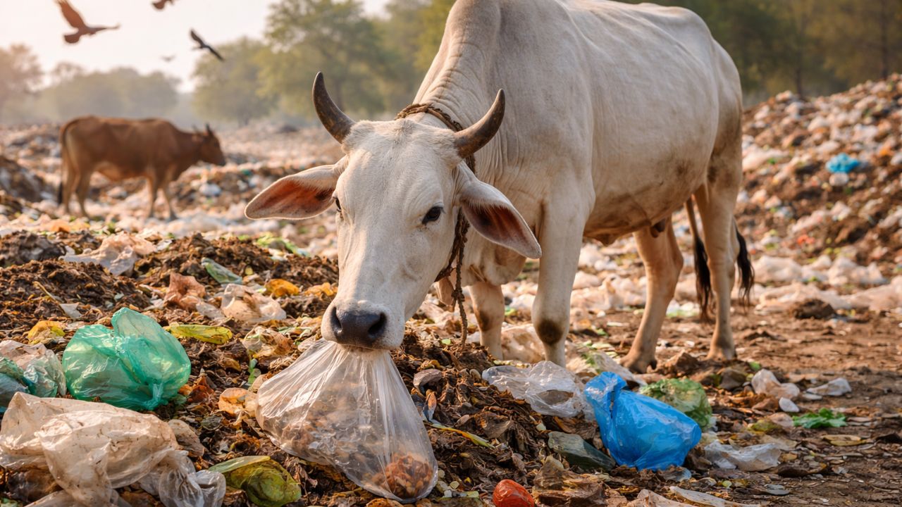 पशु के पेट में फंसी पॉलीथिन बन सकती है जानलेवा, समय रहते पहचानें खतरे के संकेत