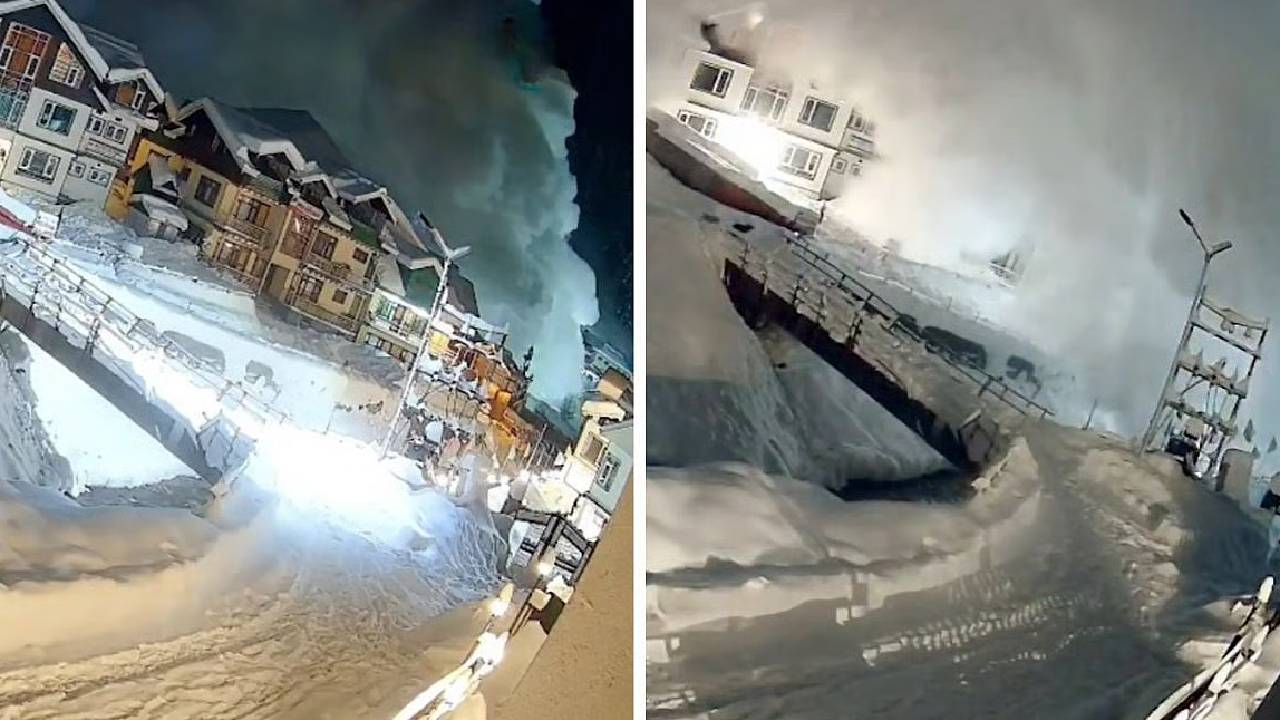 Massive Avalanche Hits Sonamarg Jammu Kashmir Cctv Footage Snowfall Avalanche Warning Tourist Area 2026