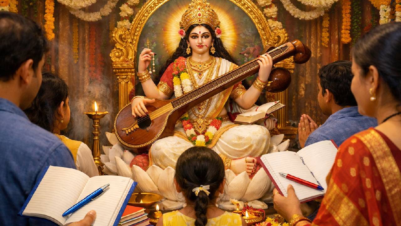 Rajasthan Unique Saraswati Temple Ajari Sirohi Where Devotees Offer Pens And Notebooks Instead Of Sweets On Basant Panchami