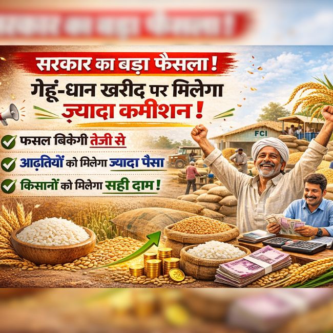 Wheat procurement commission increase, Paddy procurement commission India, Arthiya commission rate 2026, Farmer MSP news