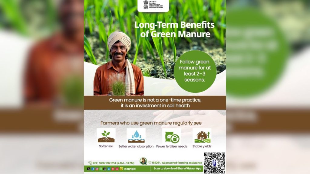 कृषि विभाग के अनुसार ग्रीन मैन्योर मिट्टी की जल धारण क्षमता को बढ़ाता है, जिससे पानी लंबे समय तक मिट्टी में बना रहता है. इससे बार-बार सिंचाई की जरूरत कम हो जाती है और सूखे की स्थिति में भी फसल सुरक्षित रहती है.