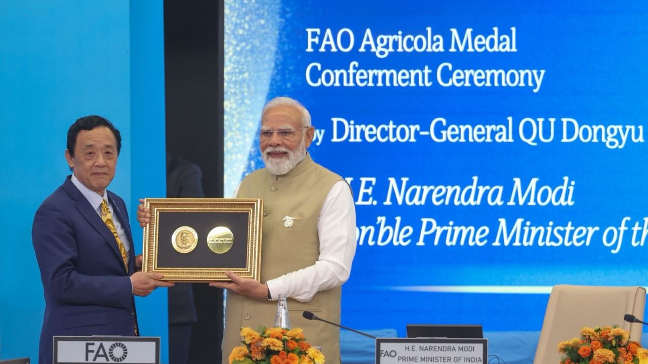 Pm Modi Awarded With Fao Agricola Medal 2026 In Rome For Contributions In Agriculture Food Security Field