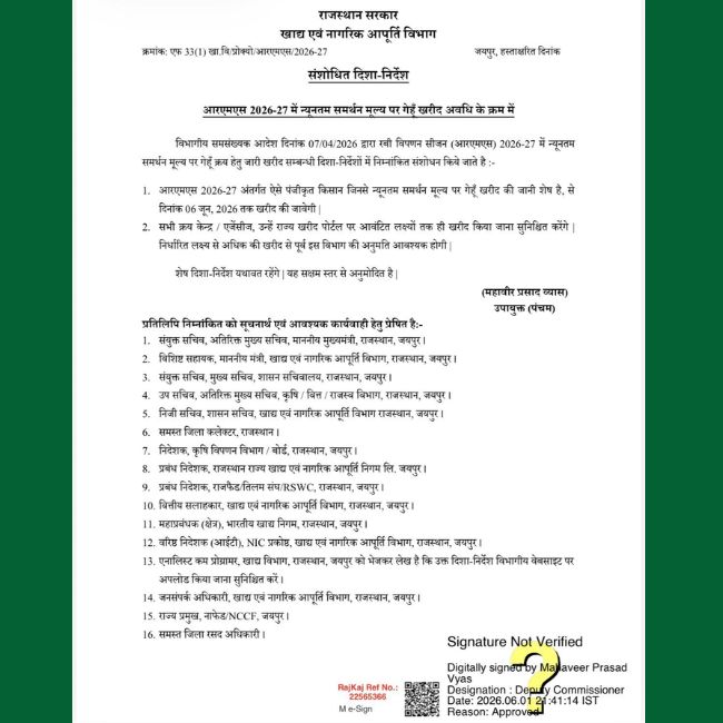Wheat Purchase Date Extend Order