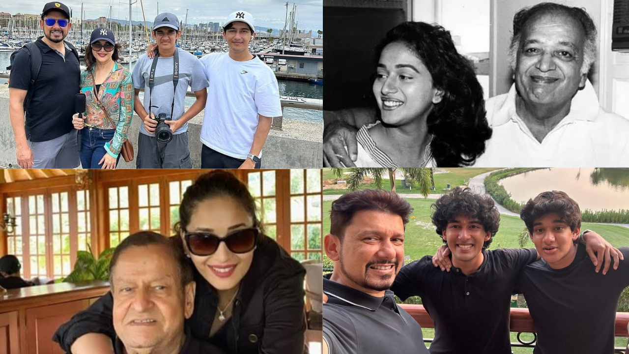 एक्ट्रेस माधुरी दीक्षित ने इंस्टाग्राम पर दो तस्वीरें शेयर की है। पहले फोटो में वह अपने पिता के साथ दिखाई दे रही हैं, जबकि दूसरे तस्वीर में वह अपने पति और बच्चों के साथ नजर आ रही हैं।  