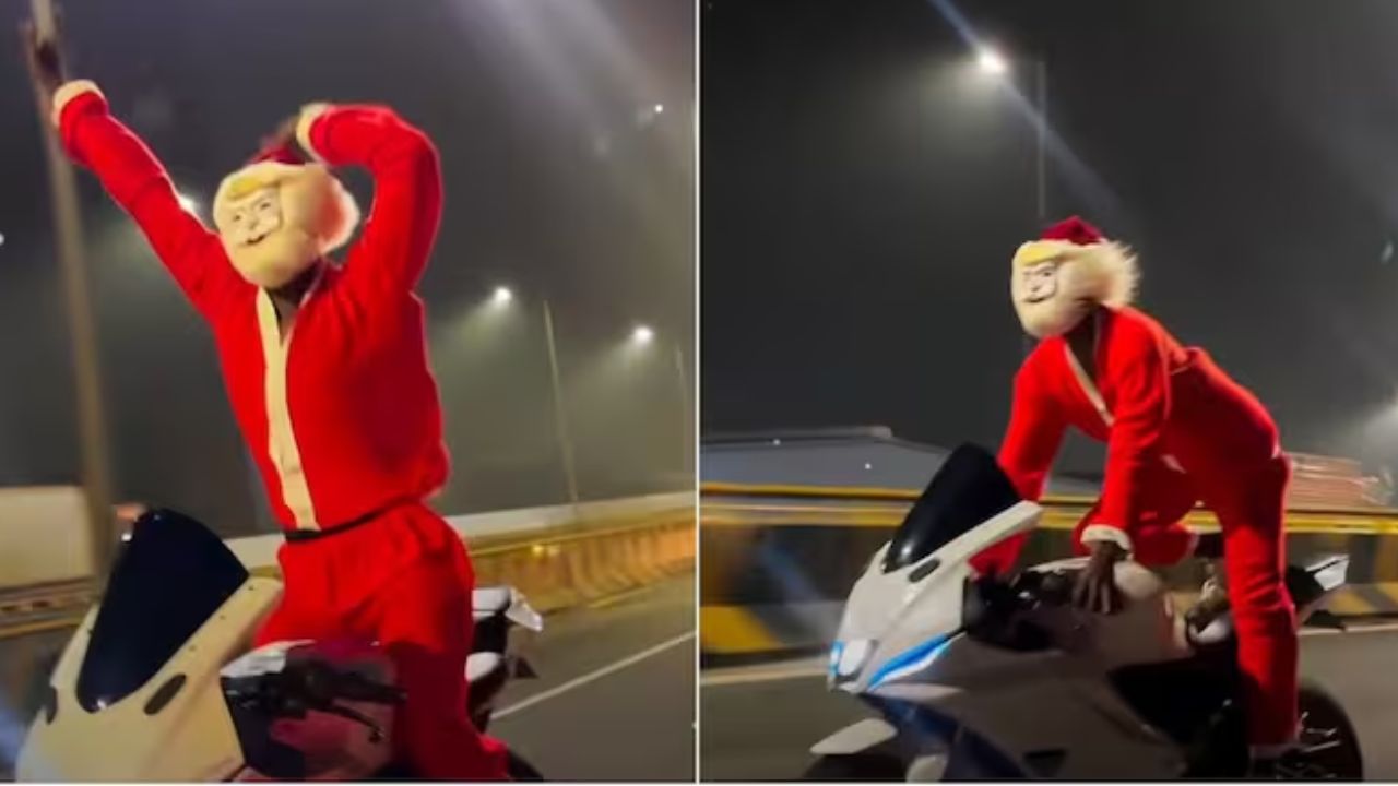 सांता क्लॉज बन युवक ने बाइक पर खतरनाक स्टंट किया, वीडियो वायरल होने के बाद जांच में जुटी पुलिस