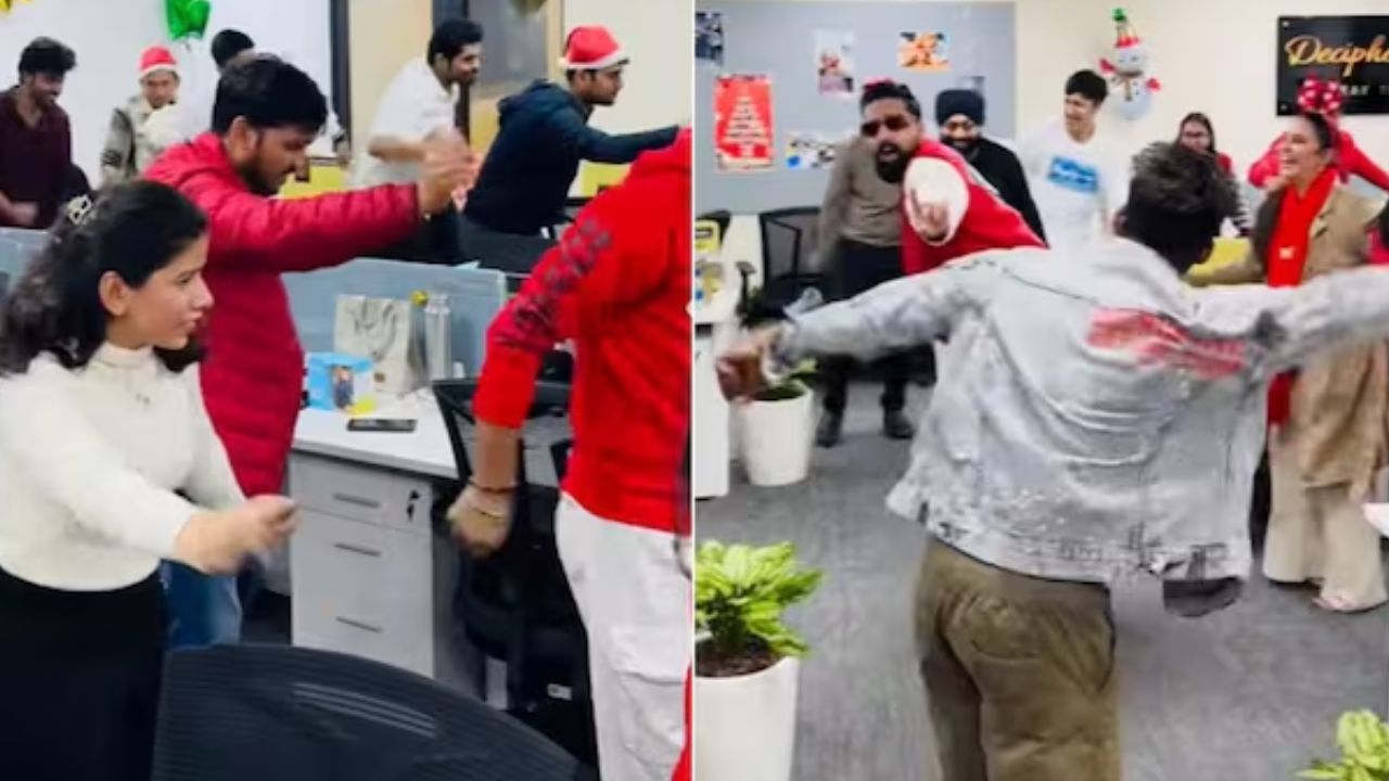 क्रिसमस पार्टी बनी डांस फ्लोर: गुरुग्राम ऑफिस में FA9LA पर झूमे कर्मचारी, वीडियो वायरल
