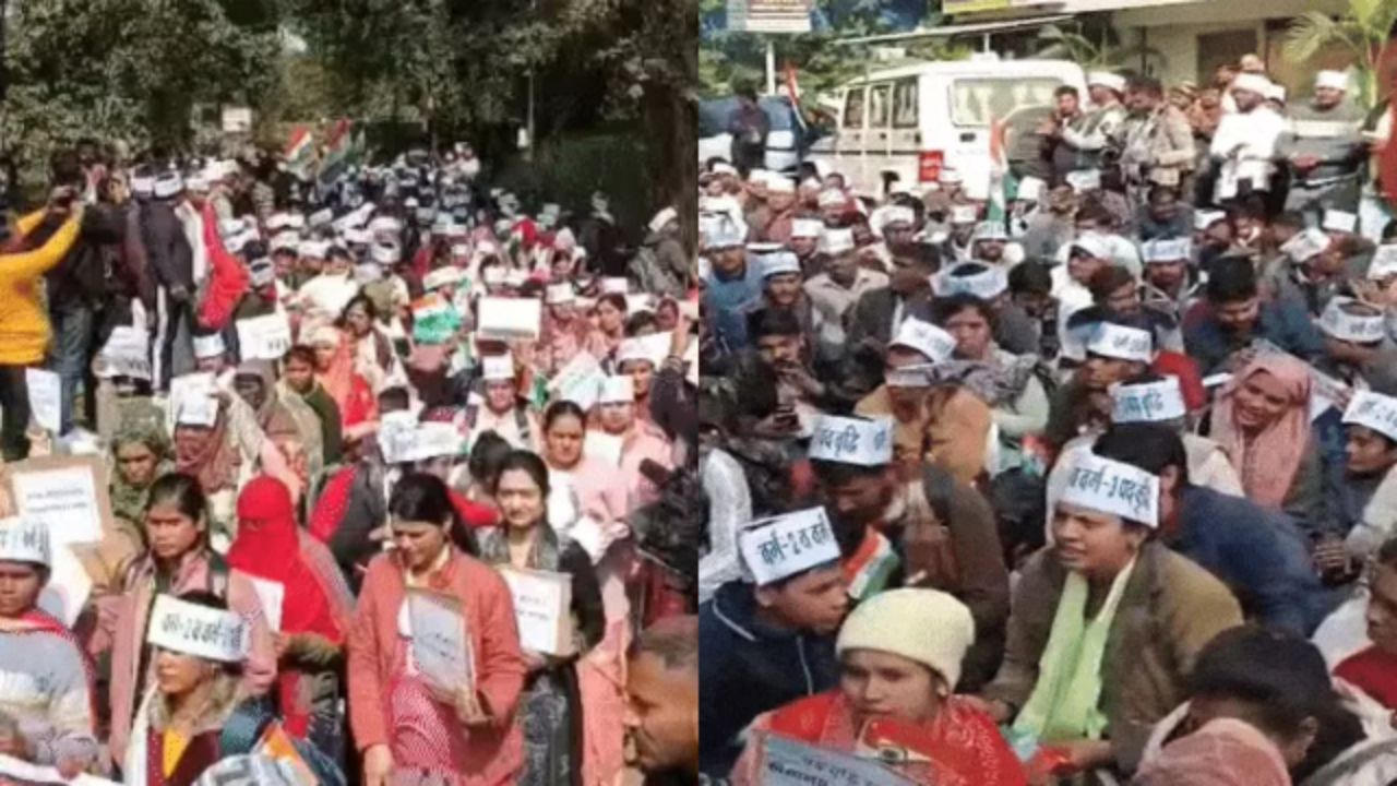 भोपाल की सड़कों पर उतरे हजारों प्रदर्शनकारी, संचालनालय का घेराव; मांगे नहीं मानने पर दी बड़ी चेतावनी