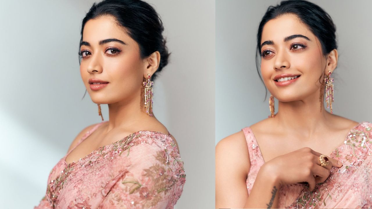 Rashmika Mandanna Beautiful Pics: గులాబీ రంగు చీరలో రశ్మిక దేవతలా మెరిసిపోతోంది, ఆమె చిరునవ్వు పూల పరిమళంలా గాలిలో విహరిస్తోంది.!