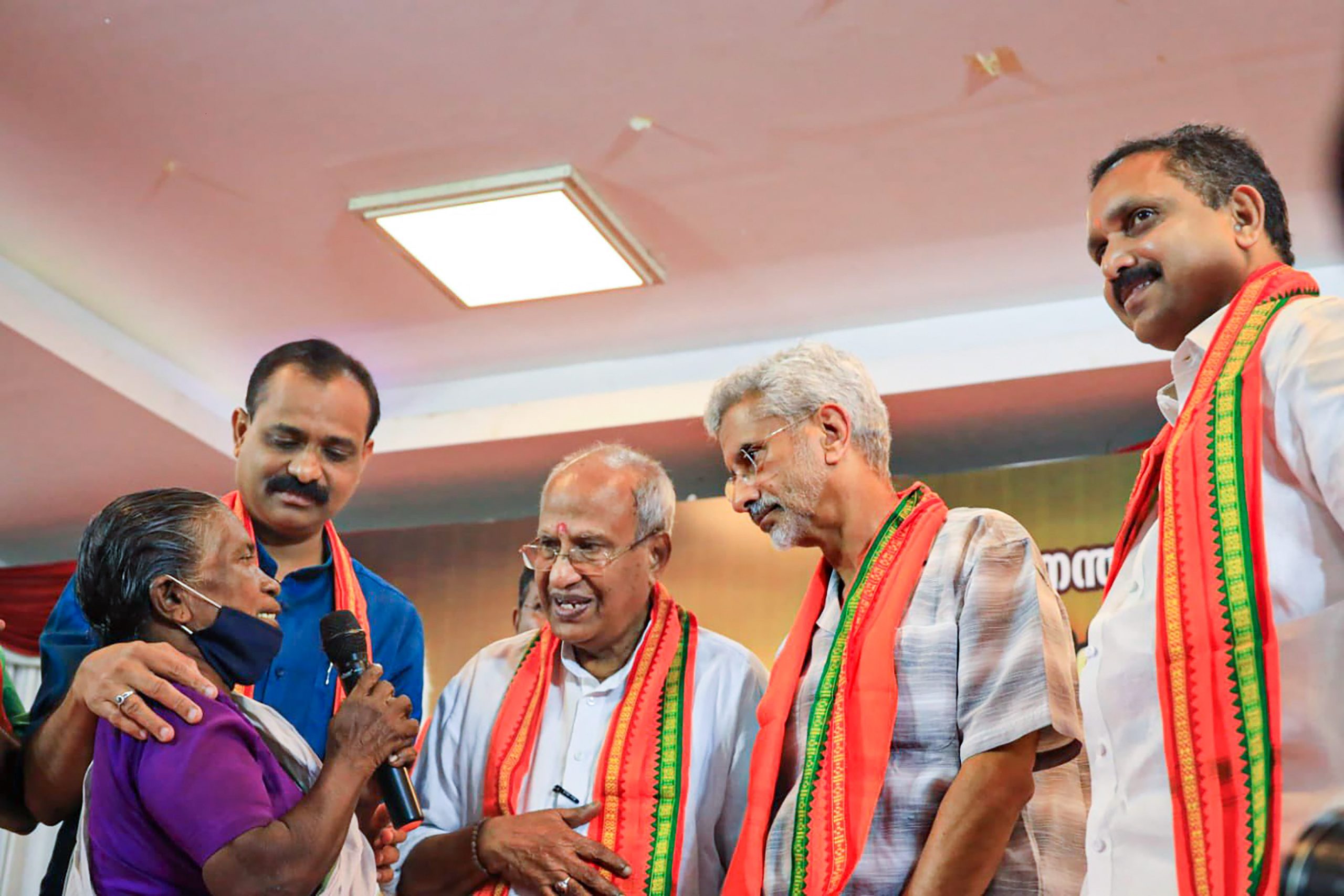 S Jaishankar with O Rajagopal and K Surendran in Thiruvananthapuram