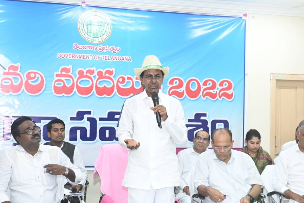 KCR is on a visit to the flood affected areas in Bhadrachalam on Sunday (Twitter/Telangana CMO)