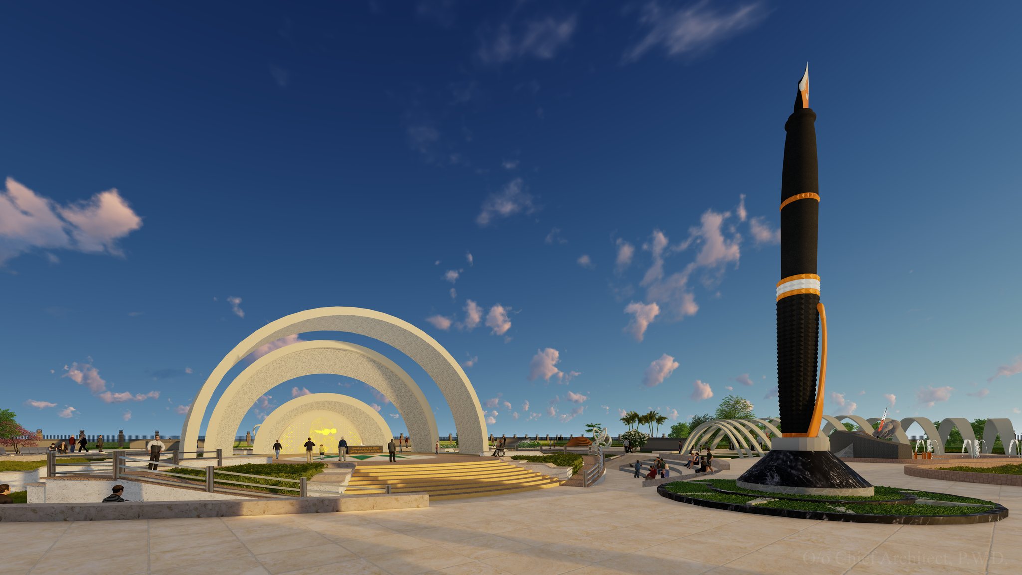 Model of the memorial being constructed to pay tribute to late Tamil Nadu Chief Minister M Karunanidhi at Chennai's Marina brach. (mkstalin/Twitter)