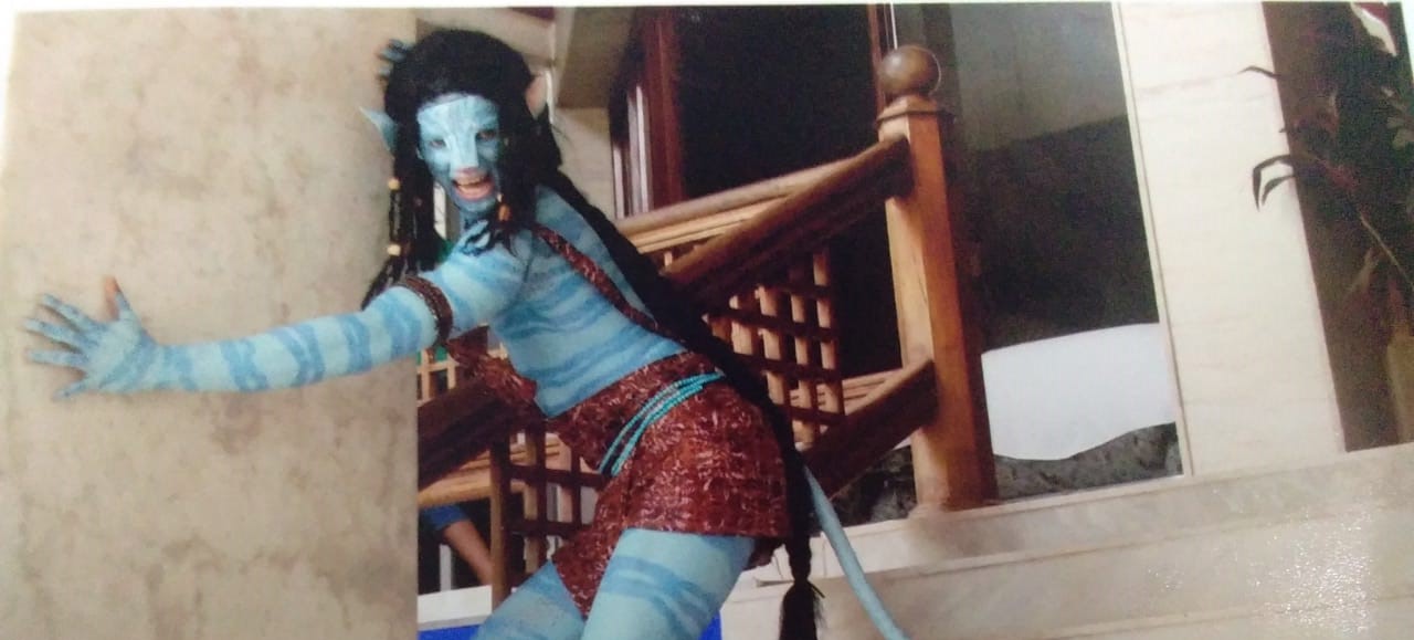 Ravi dressed as a character from Avatar
