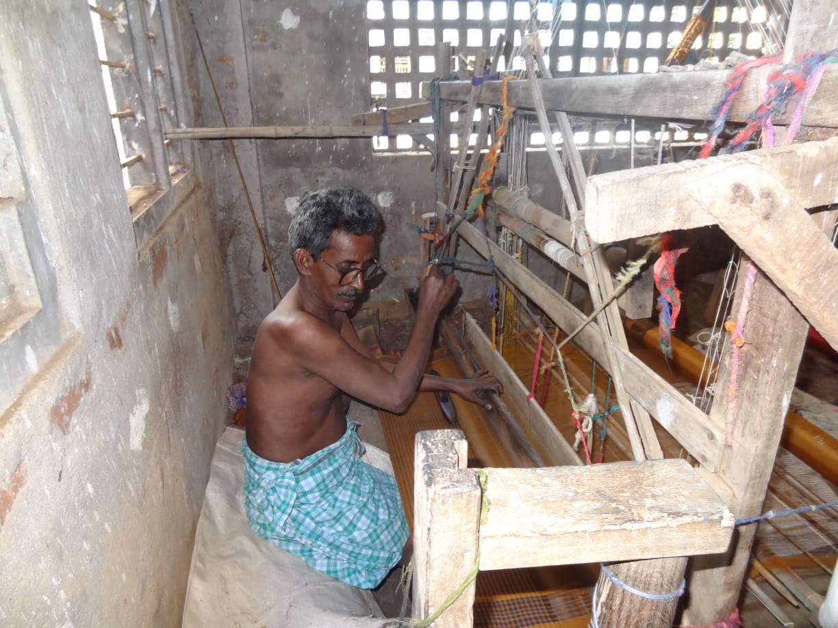 Senior citizens working in Telangana handloom industry. (Supplied)