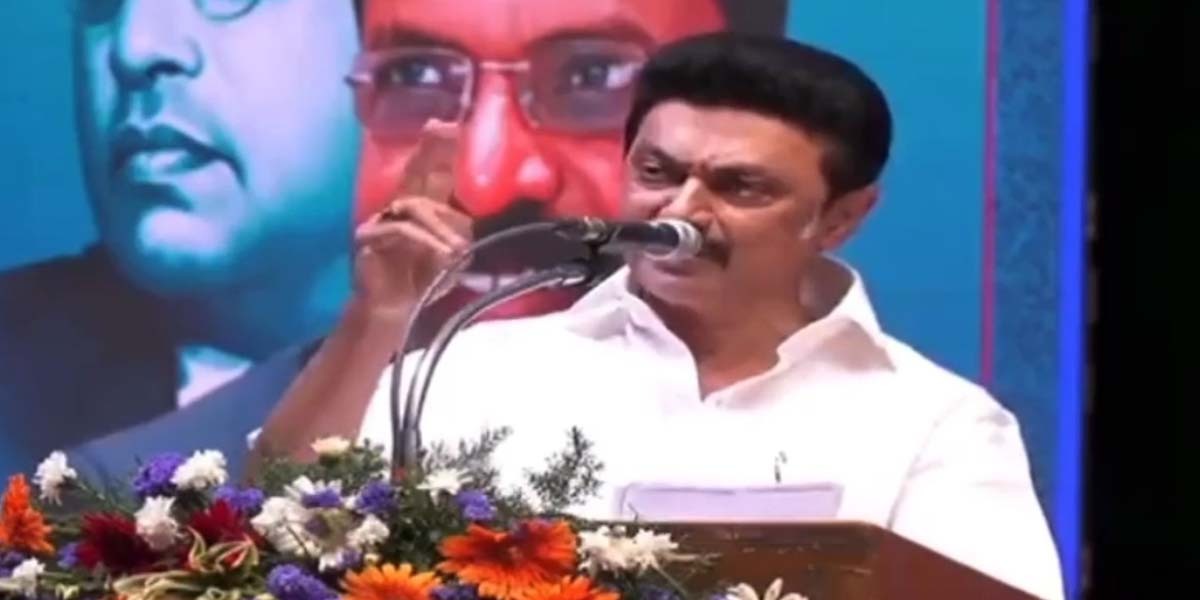 MK Stalin addressing a gathering in Chennai (South First)