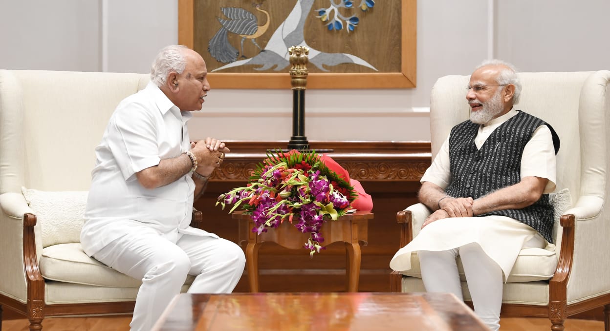 BS Yediyurappa meets Prime Minister Narendra Modi at New Delhi after his elevation to BJP Parliamentary Board. 26 August 2022. (Supplied) BS Yediyurappa meets Prime Minister Narendra Modi at New Delhi after his elevation to BJP Parliamentary Board. 26 August 2022. (Supplied)