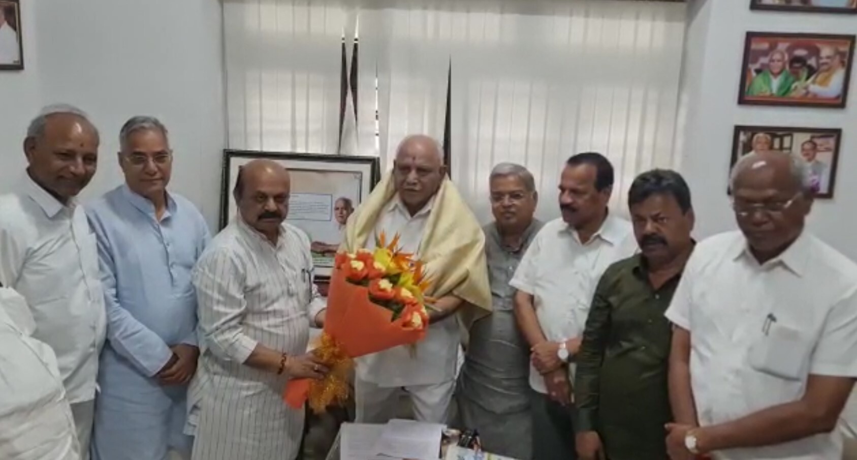 Karnataka BJP leaders congratulate Yediyurappa on becoming a member of BJP Parliamentary board. (South First)