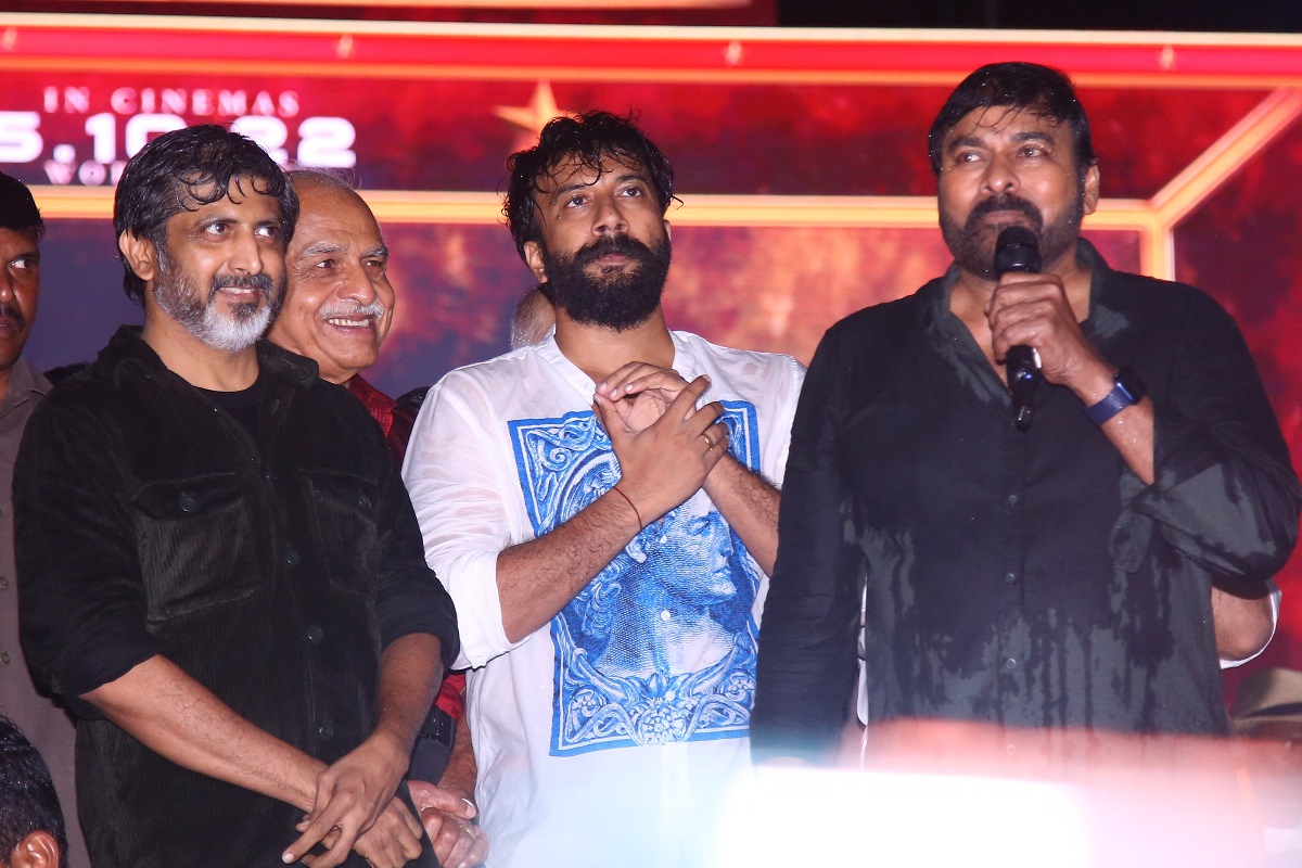 Satyadev with Chiranjeevi Godfather Satyadev with Chiranjeevi Godfather