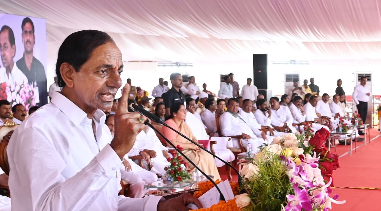 KCR on Reservation Telangana Chief Minister K Chandrashekar Rao addresses a sabha in Hyderabad on Saturday, 17 September, 2022. (Supplied)