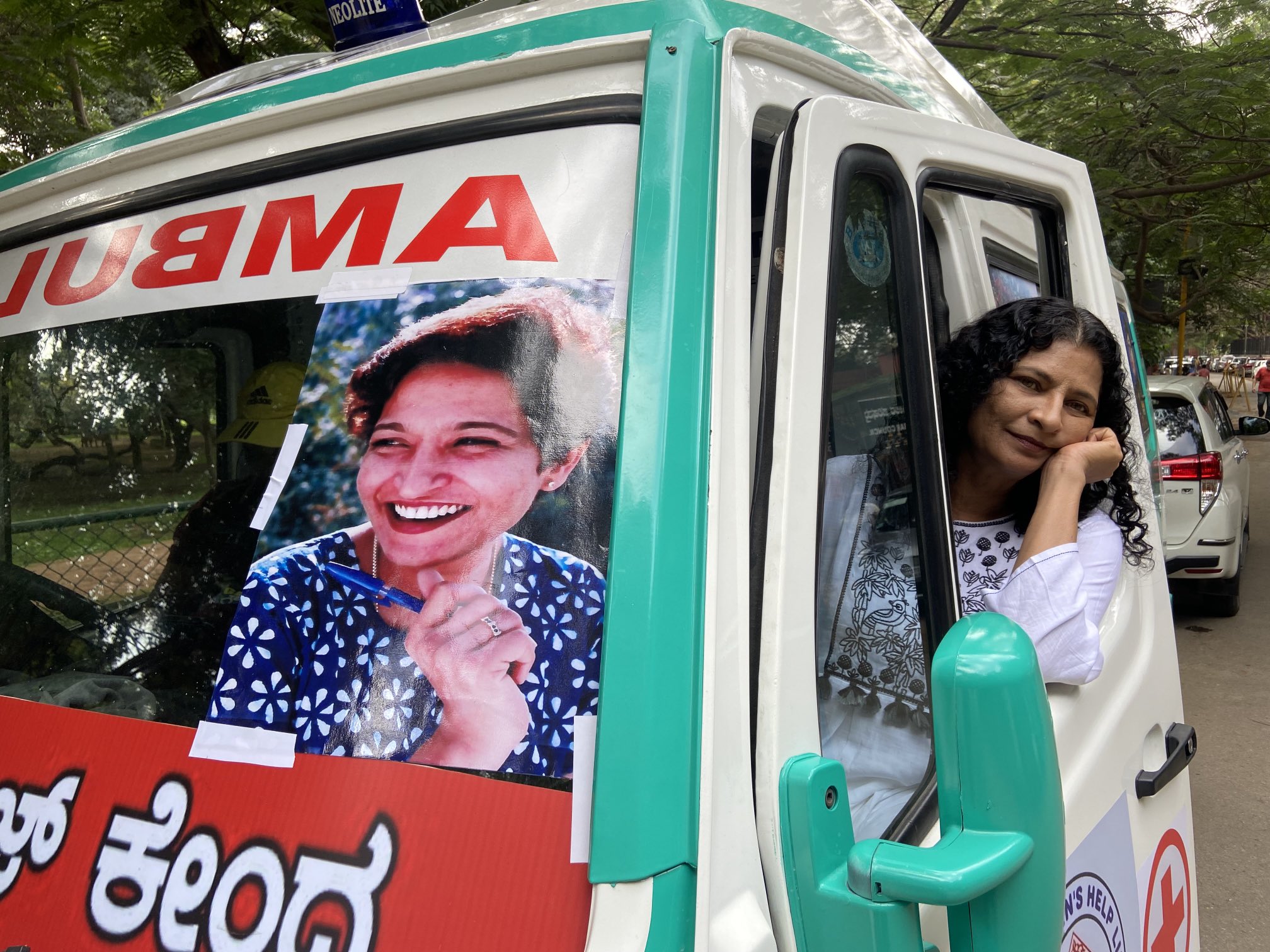 ‘An ambulance in the name of Gauri Lankesh to help the really needy and downtrodden’ (Twitter/@KavithaLankesh) Dabholkar, Pansare, Lankesh, and Kalburgi