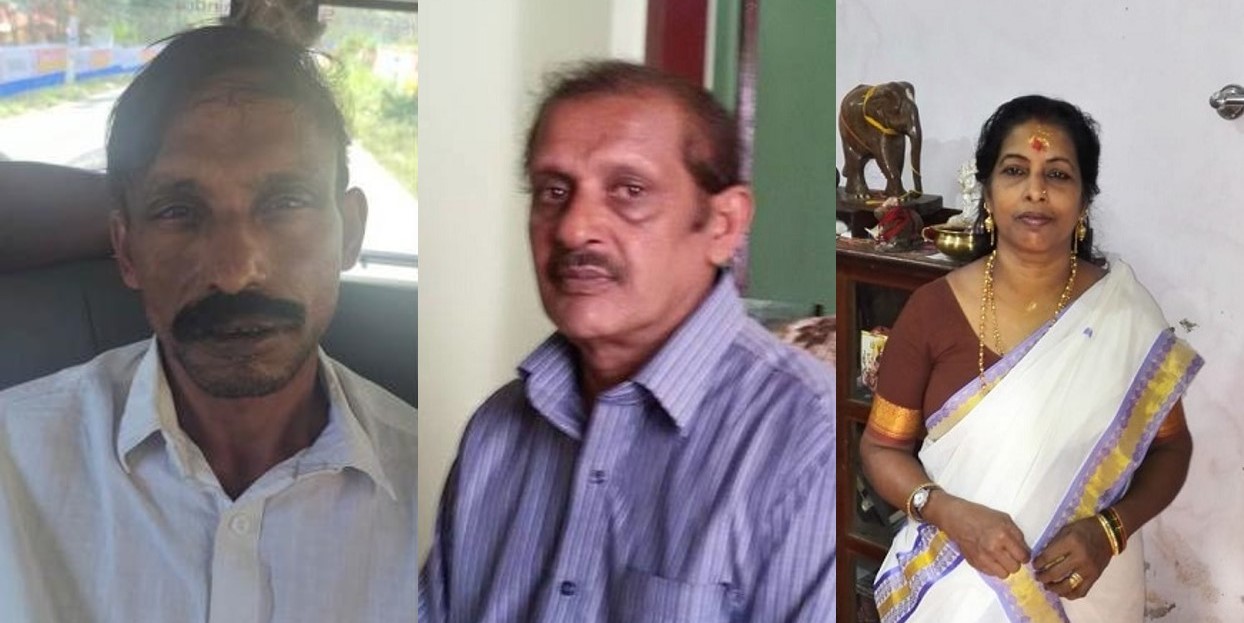 From left: Muhammed Shafi alias Rashid, Bhagaval Singh, and his wife Laila, the three accused in the Kerala human sacrifice case. (Supplied)