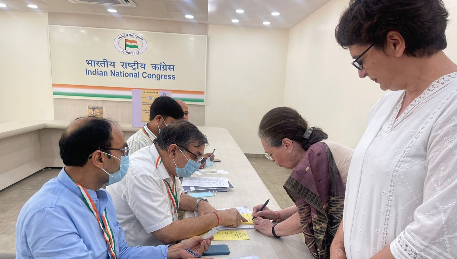 AICC Interim President Sonia Gandhi at AICC poll booth. (Twitter: INCIndia) AICC Interim President Sonia Gandhi at AICC poll booth. (Twitter: INCIndia)