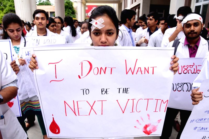 doctors protest File pic of doctors protesting in Karnataka after an assault on medical professional.