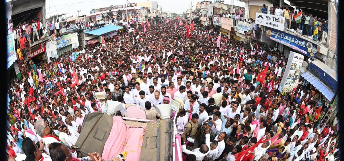 TRS conducting the final rally ahead of Munugode bypoll in this file photo. (trspartyonline/Twitter) TRS conducting the final rally ahead of Munugode bypoll in this file photo. (trspartyonline/Twitter)