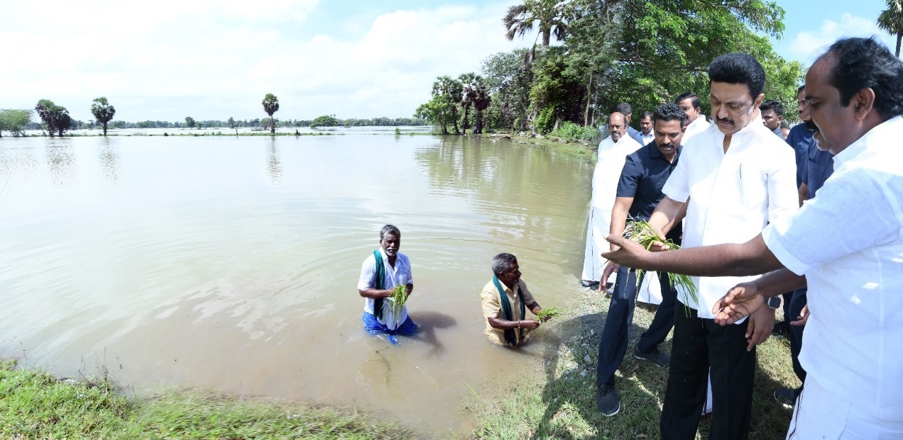 Tamil Nadu Chief Minister MK Stalin visited the flood-affected areas along with his cabinet colleagues on Monday, 14 November (Supplied).