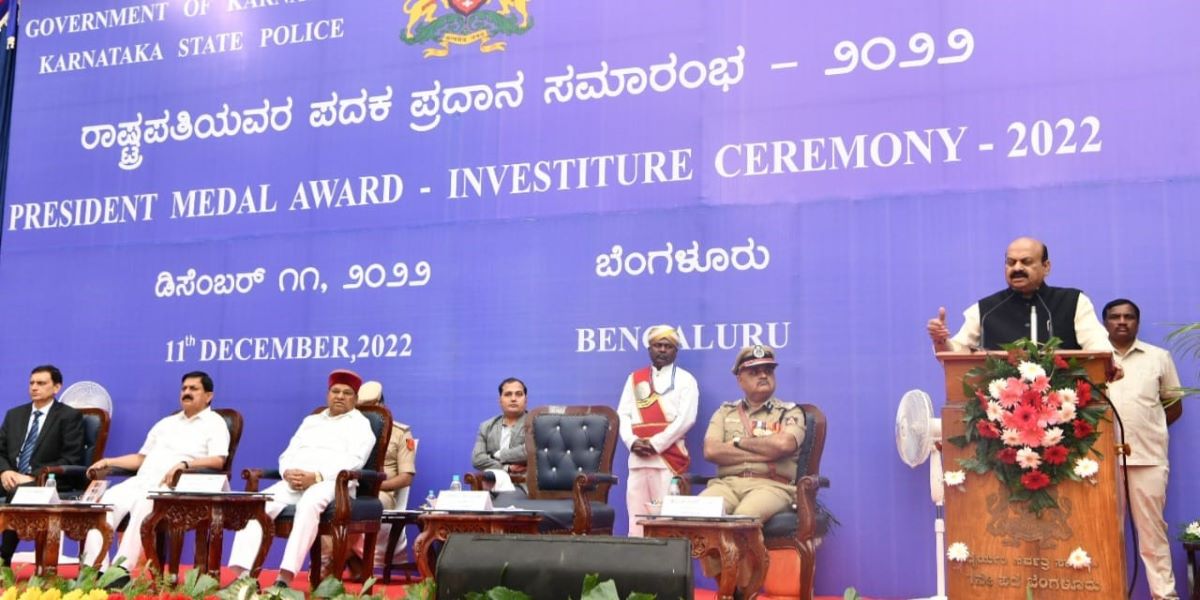 Bommai speaking at the event in Bengaluru. (BSBommai/Twitter)