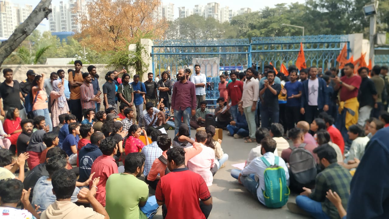 HCU University of Hyderabad students protesting over sexual assault of an international student Representational image.