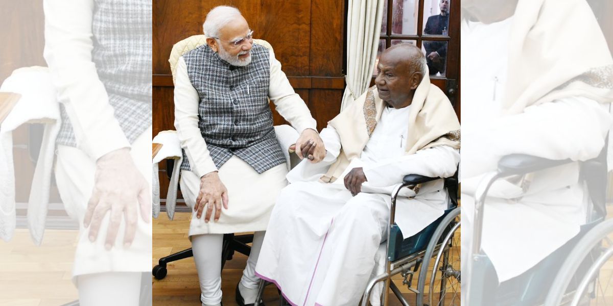 HD Deve Gowda with PM Narendra Modi. (Twitter) HD Deve Gowda