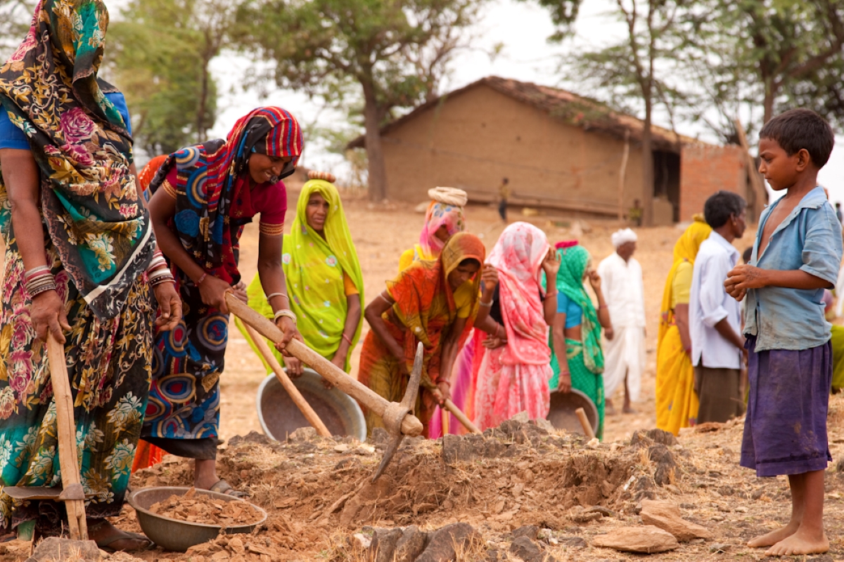 NREGA Women engaged in MGNREGA work.