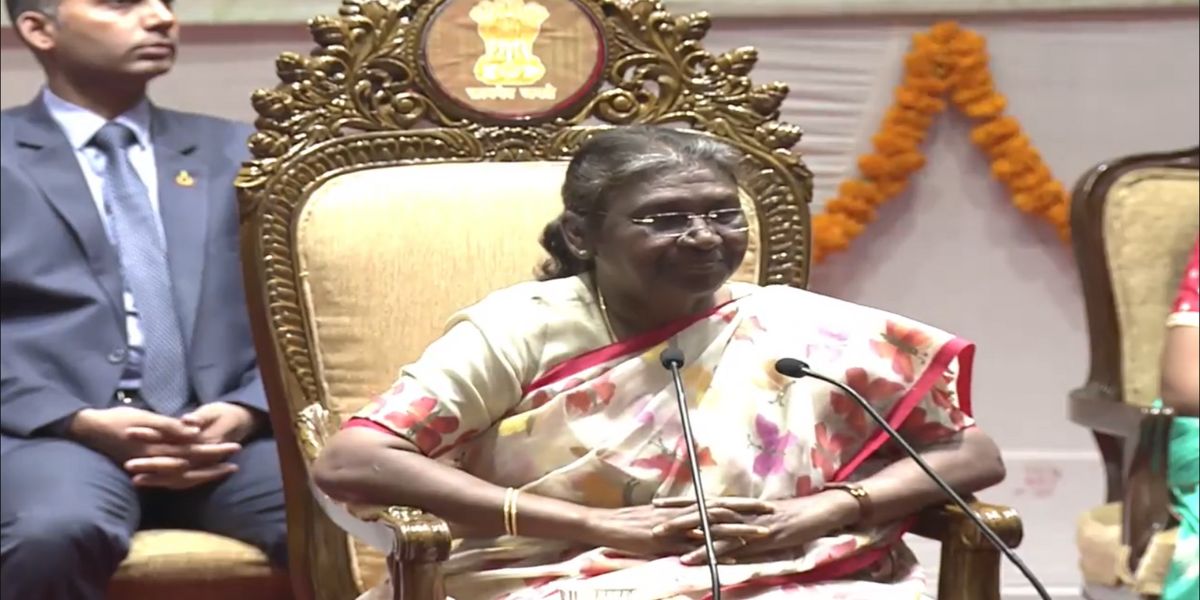 President Droupadi Murmu at the Mahila Viswavidyalayam in Tirupati. (Screengrab)