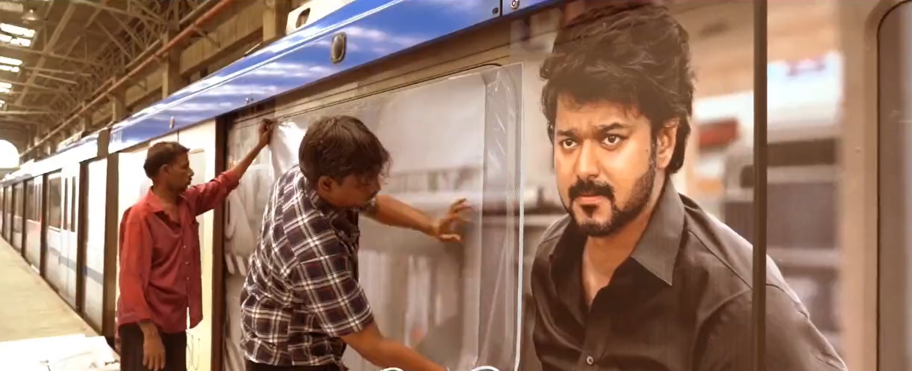 varisu posters on chennai metro rail