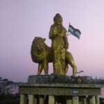 Bharat Mata statue on ferry road in Yanam.