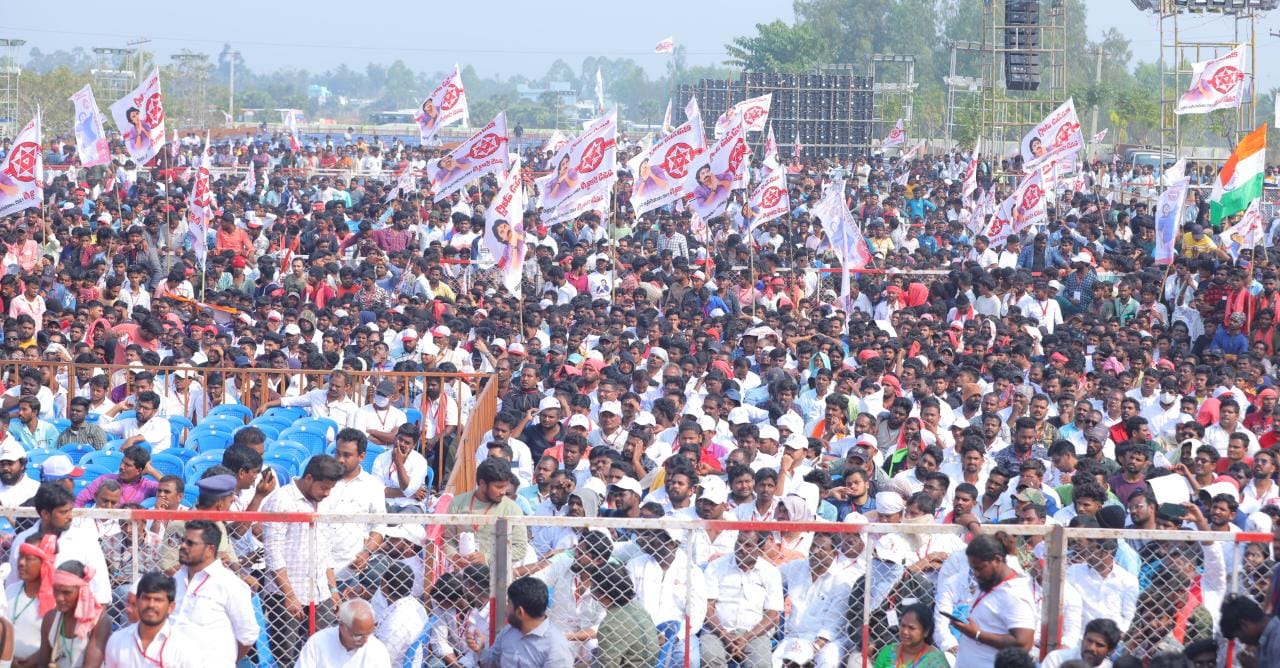 Crowds at the Jana Sena Yuva Shakti Rally of Pawan Kalyan. Crowds at the Jana Sena Yuva Shakti Rally of Pawan Kalyan. TDP alliance