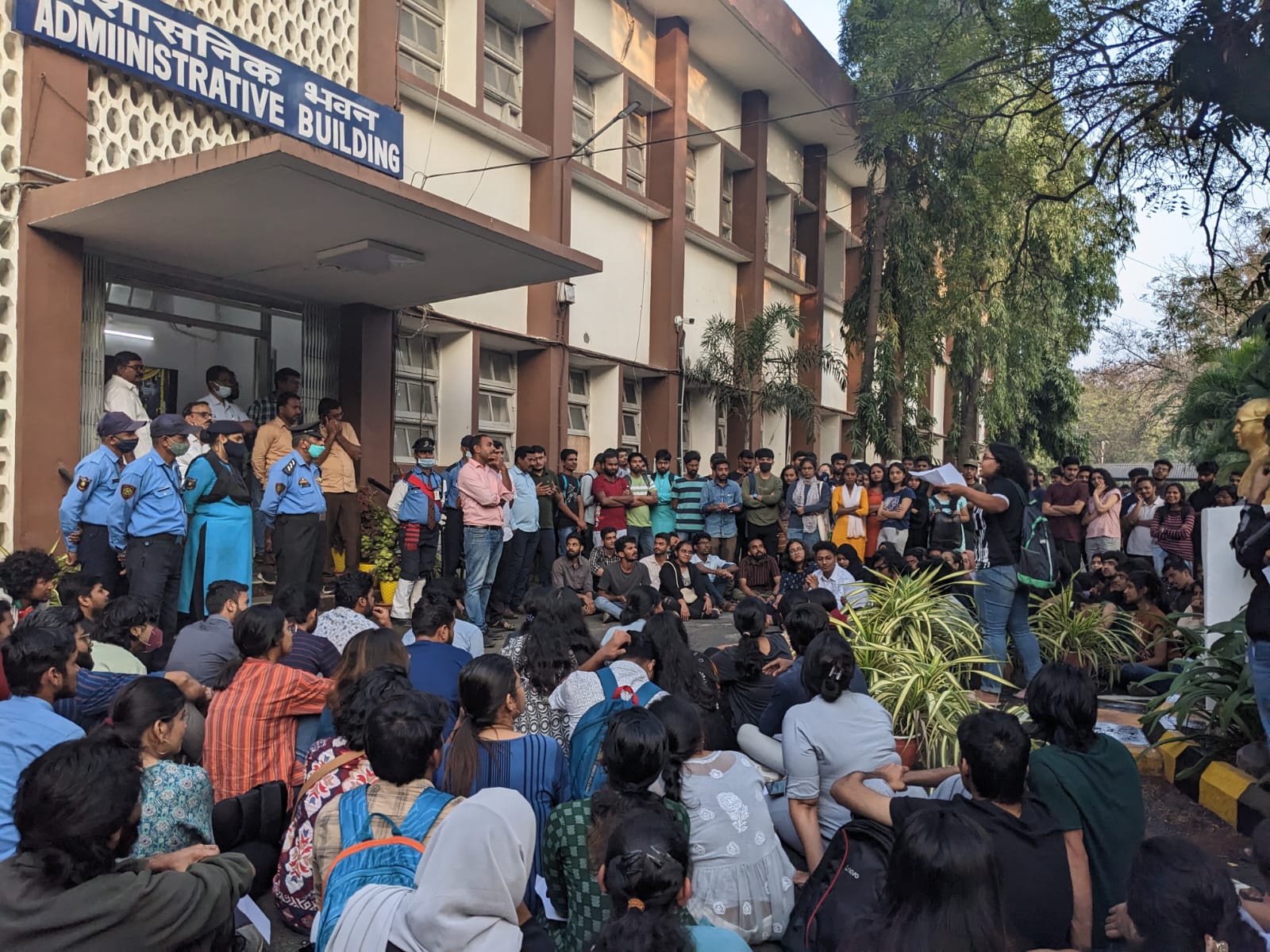 EFLU students protest for better medical facilities and infrastructure days after Haryana girl fall to death.