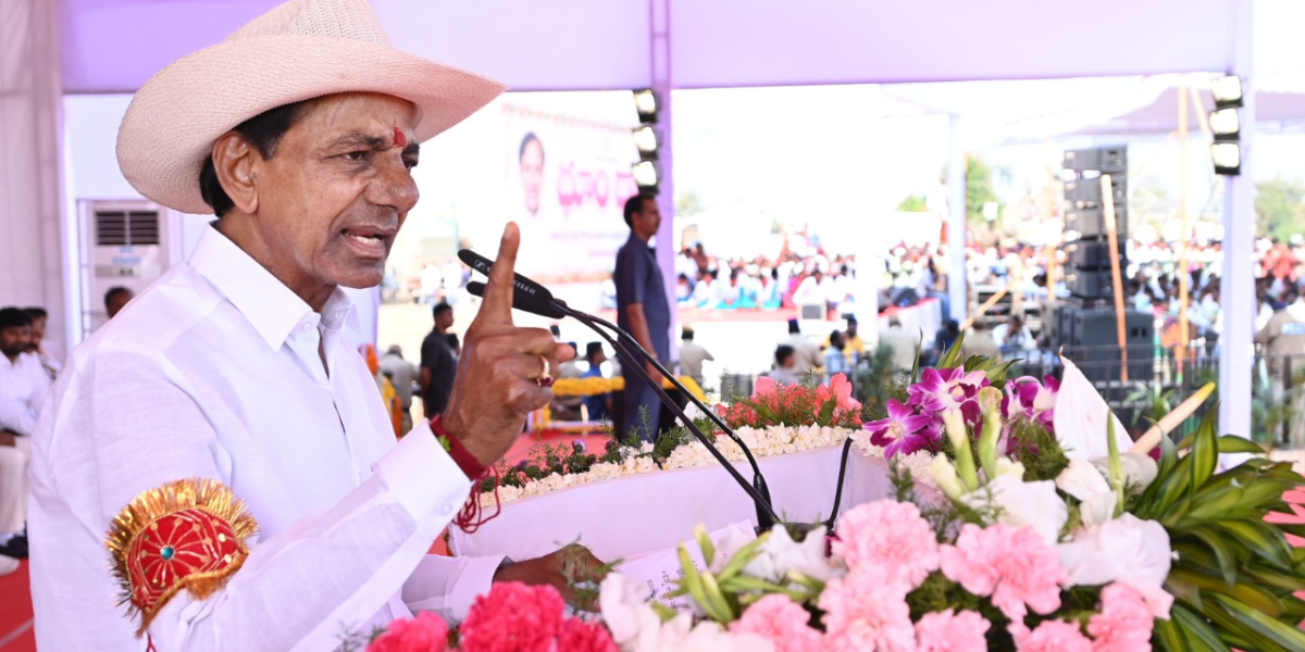 In the last eight years, Telangana’s GSDP has grown to ₹11.5 lakh crore from ₹5 lakh crore, said KCR. In the last eight years, Telangana's GSDP has grown to ₹11.5 lakh crore from ₹5 lakh crore, said KCR. (BRS Party/Twitter)
