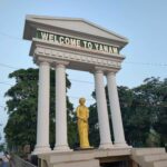 Former PM Indira Gandhi's statue at Yanam.