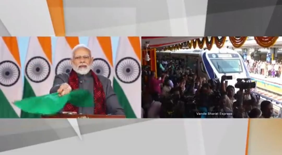 Prime Minister Modi virtually flagged off the Secunderabad-Vizag Vande Bharat Express. (Screengrab). Prime Minister Modi virtually flagged off the Secunderabad-Vizag Vande Bharat Express. (Screengrab)